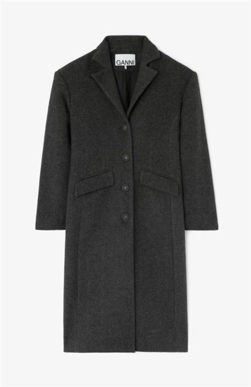 GANNI A1120012 PEACOAT WOOL COAT PHANTOM